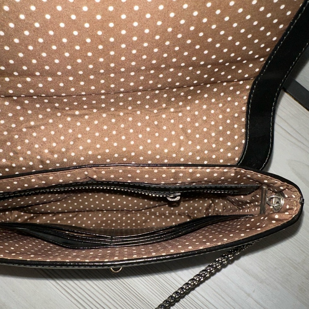 Black Leather Chain Shoulder Bag - Picture 7 of 8